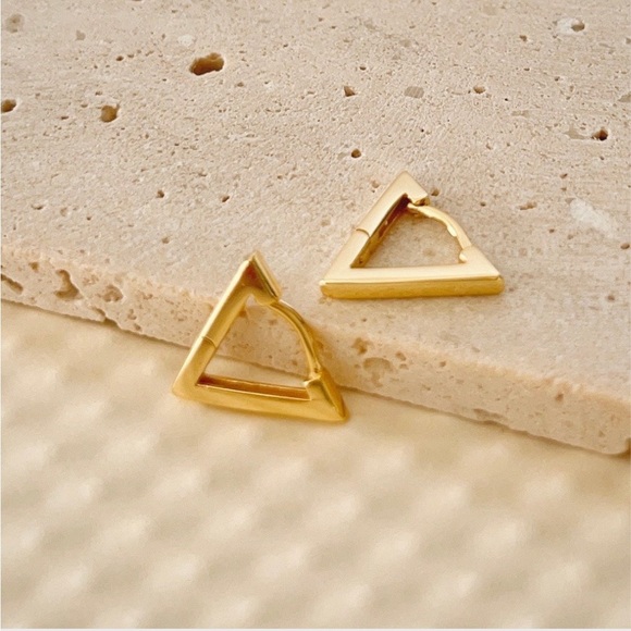 Sterling Silver Triangle Earrings - Picture 2 of 2